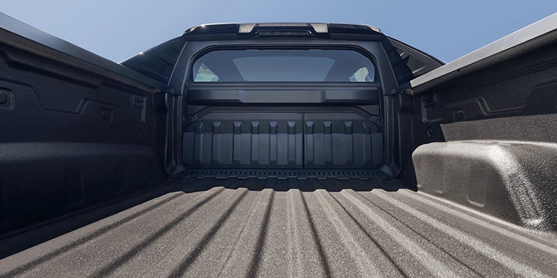Open back of Silverado EV to bed space